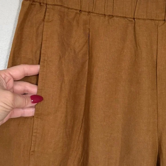 EILEEN FISHER NWT L Organic Linen Lantern Pants in Bronze • Cropped Lightweight - Picture 3 of 8